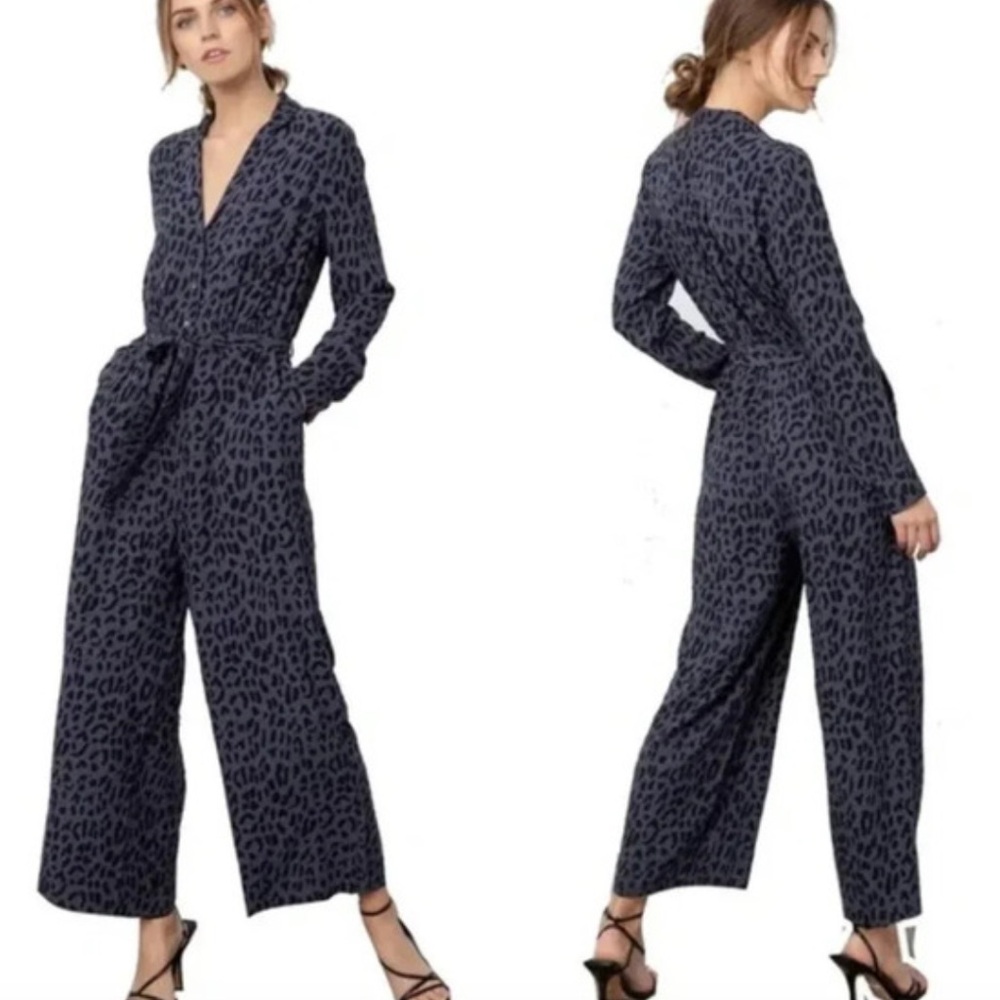 Rails Callan Jumpsuit Long Sleeve Azure Leopard